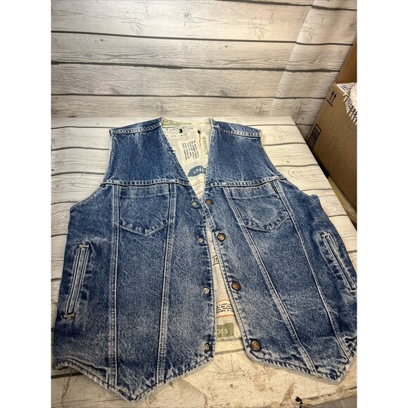 Levis Vtg USA Denim Vest Lined Sample Clothing Size Large? Read Reversible - Picture 1 of 16